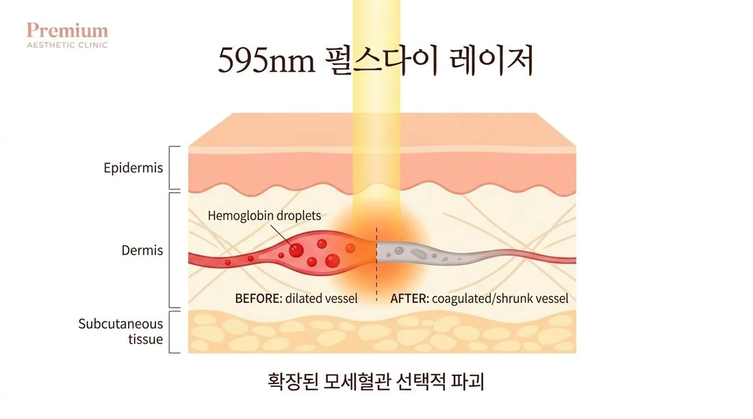 595nm 펄스다이 레이저로 확장된 모세혈관을 선택적으로 파괴하는 원리